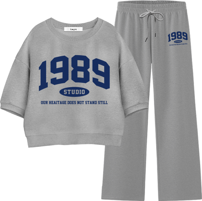 몰토벨리노 토르소 TSF 1989스튜디오 세미오버핏 크롭 반팔 맨투맨 일자팬츠 세트