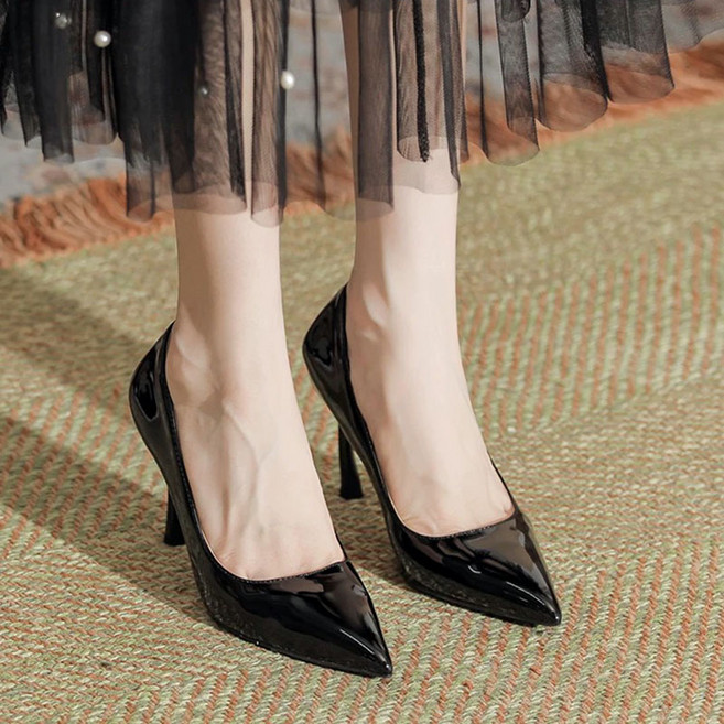 BIKASU 여성용 디데이 하이힐 심플 편안한 에나멜 스틸레토 펌프스