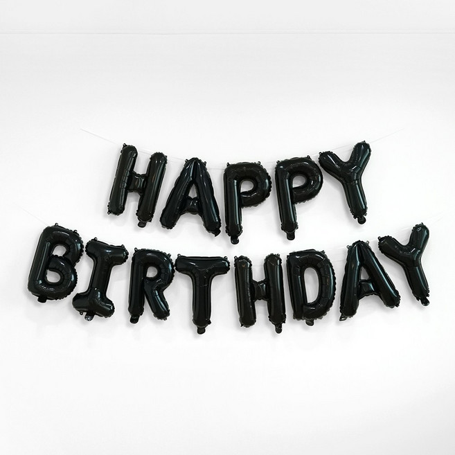 파티짱 생일 은박 풍선 세트 축하 파티 HAPPY BIRTHDAY, 블랙, 1개