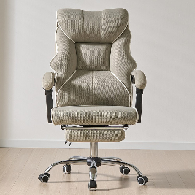 타이저 게이밍 컴퓨터 침대형 사무용 리클라이너 중역 사무실 의자, 메쉬베이지