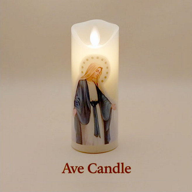 자비로운 성모님 LED 전자 양초 기도초 천주교 성물, 1개