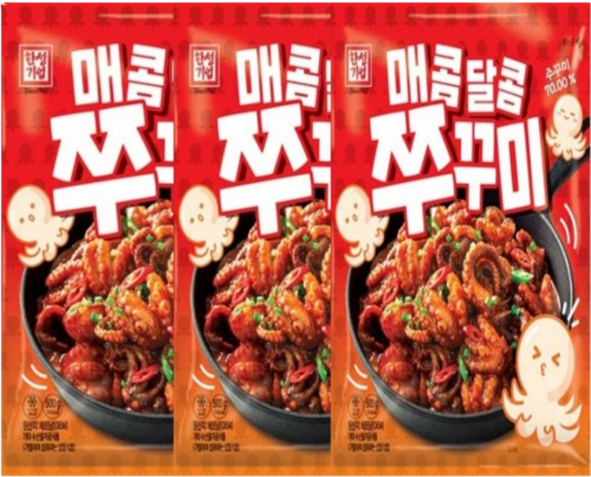 한성 매콤달콤 양념 쭈꾸미 볶음 500g x 3개 / 캠핑 밀키트 주꾸미, 1개, 1.5kg