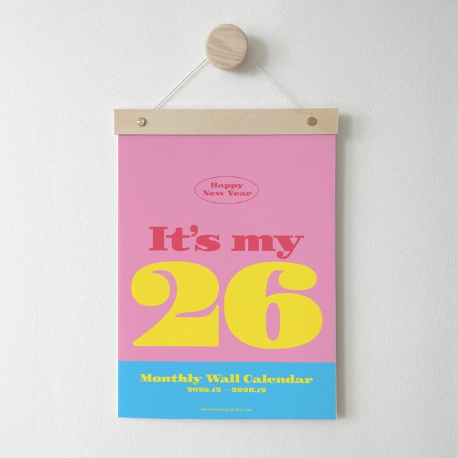 2026 우드 벽걸이 달력 캘린더 플래너 음력달력 컬러감성 레트로, 완제품 (우드바 포함), 1개