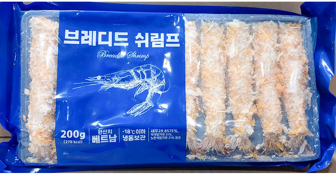 우원 빵가루새우 냉동 20g x10미 200g 업소용 새우, 5개