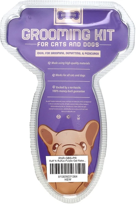 Ruff 'N Ruffus 고양이 및 반려견용 그루밍 키트 젤 갈퀴 및 손톱깎이 퍼플 젤 갈퀴 1개 및 손톱깎이 1개, RuffNRuffus고양이및반려견용그루밍키트젤갈퀴및손톱 - 쿠팡