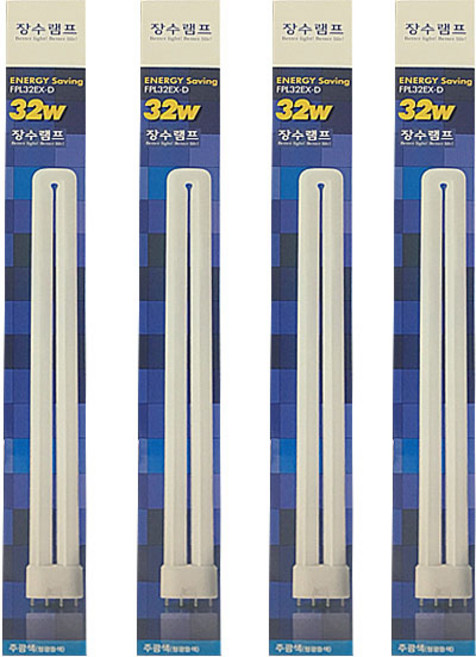 장수램프 삼파장 형광램프 FPL 32W 주광색, 4개