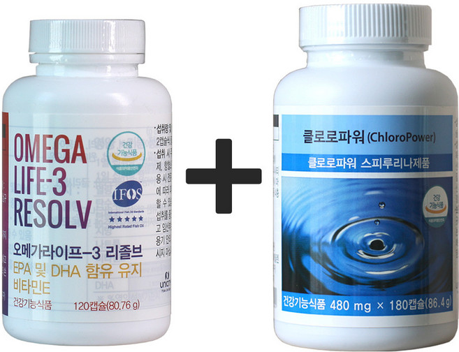 유니시티 오메가3 리졸브 + 클로로 파워 셋트, 480mg, 1세트