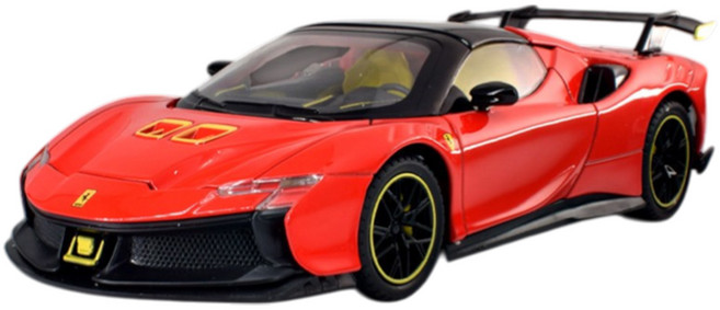 다이캐스트 합금 1:24 페라리 SF90 XX 스트라달레 레이스카 자동차 모형 피규어 장식 선물, 1개, 색상_레드
