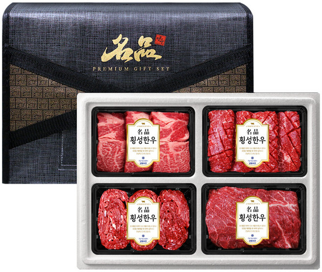 횡성한우암소 명품구이 혼합세트2호 2.4kg 꽃등심/불고기/국거리/산적 각 600g, 1세트