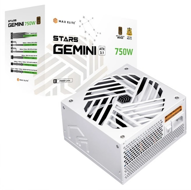 맥스엘리트 STARS GEMINI 750W 80PLUS브론즈 ATX3.1 화이트 파워-ATX, 선택없음 - 쿠팡