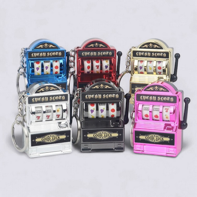 슬롯머신 키링 열쇠고리 움직이는 가방고리 장식 악세서리, 1개, 핑크_공통
