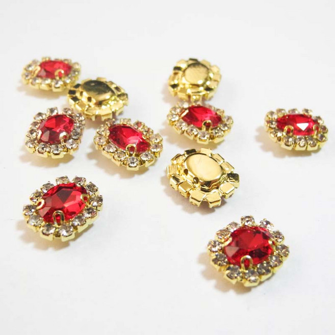 잇템샵 네일파츠 브로치 네일재료 팔각 레드 1개입, 팔각레드9mm x 10mm, 1개