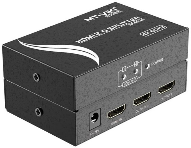 HDMI 분배기 4K UHD 60Hz HDMI 1:2 분배기 SP142 최대 30M 까지 고화질 전송, 1개, 블랙