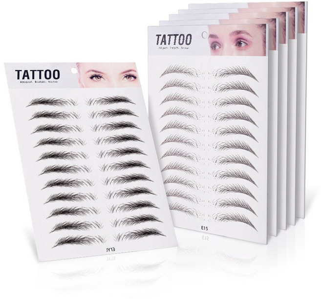 MIZUCOS 방수 눈썹 타투 스티커 셀프 문신 11회분, E17(다크브라운), 1개