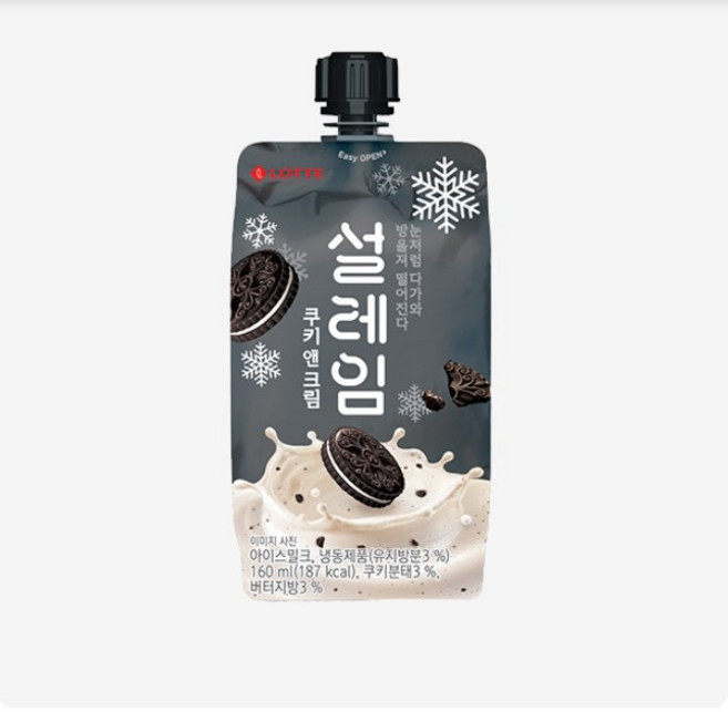 [롯데제과] 설레임 쿠키앤크림, 4개, 160ml