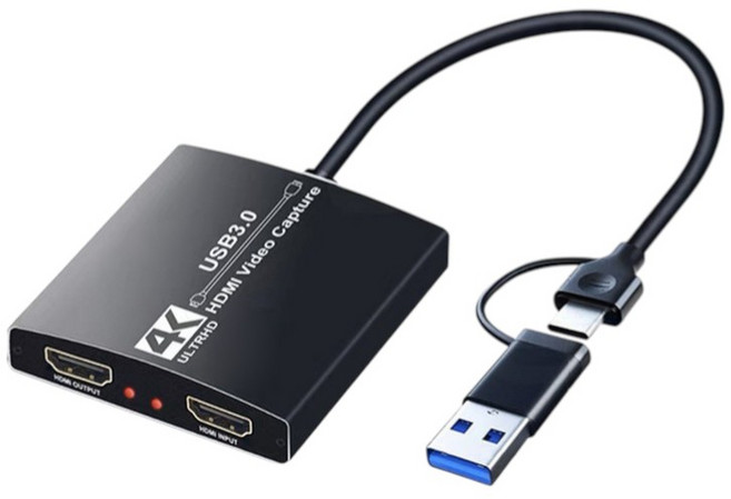 易控王 4K HDMI影像擷取卡 Type-C輸出 HDMI環出 3.5mm音訊輸入輸出, 1個, 40-197-02