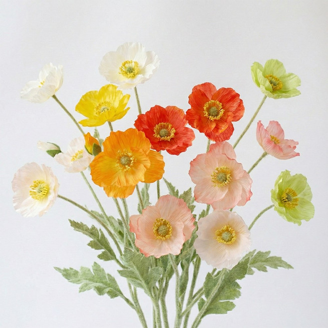 양귀비 조화 실크플라워, 애플그린, 1개