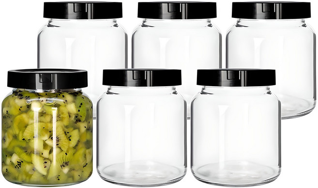 경성리빙테크 원형 유리병 PP캡, 350ml, 6개