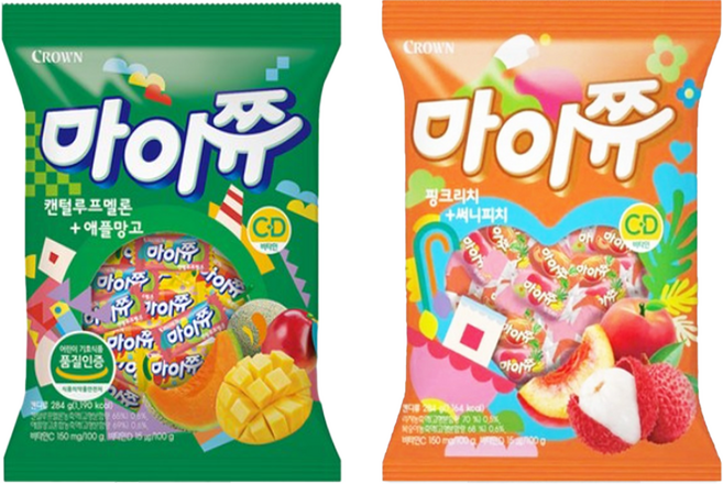 마이쮸필로우(대용량)애플망고+캔털루프284g 써니피치+핑크리치284g 2개1세트, 1개, 568g