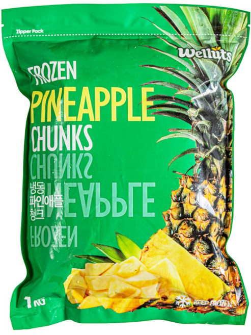 웰루츠 필리핀산 고당도 냉동 파인애플 청크 다이스, 1kg, 1개