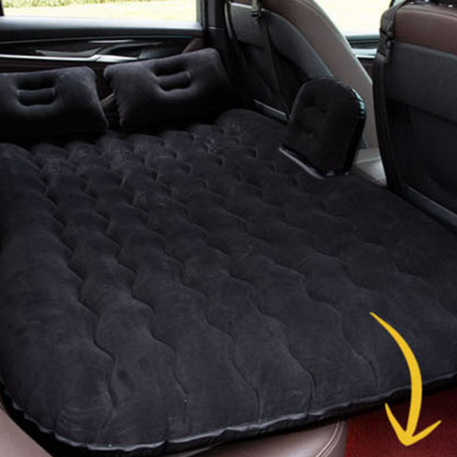 무나난 [포근차박] 1분 설치 끝! 차량용 뒷좌석 에어매트 전동펌프 세트 시거잭 충전기 사용 고정끈 포함, 시크한 검정색