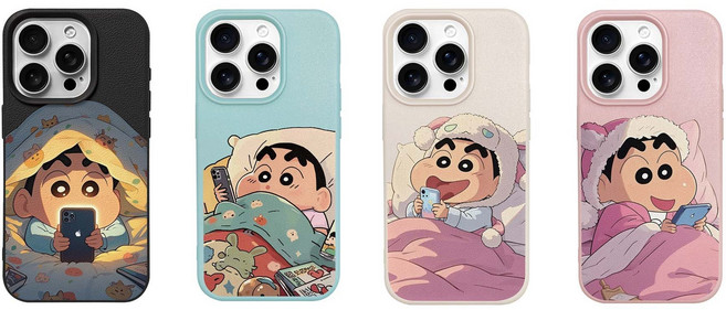 밤새워 핸드폰 만지작거리는 짱구 아이폰 게이스 고퀄리티 가죽 젤리 케이스