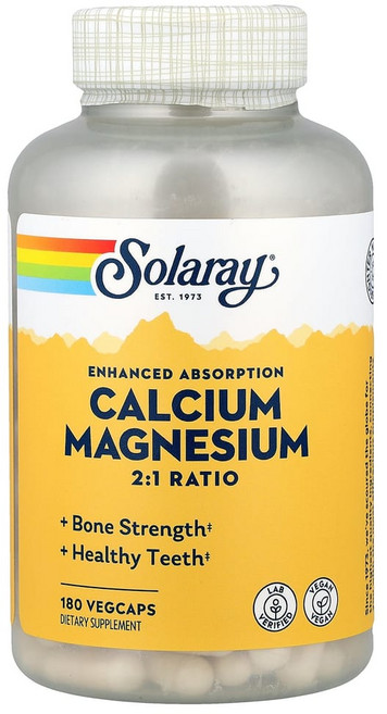 Solaray 칼슘 마그네슘 2:1 비율 베지 캡슐 180정, 1개