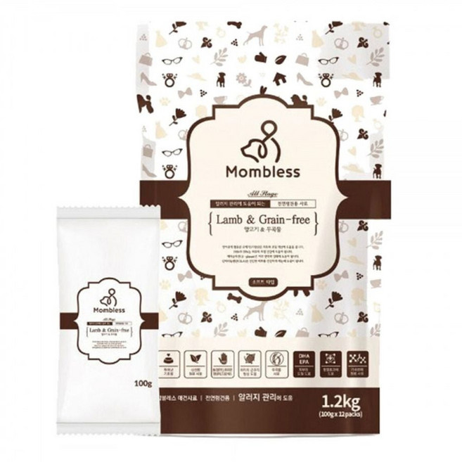 맘블레스 반습식 그레인프리 양고기 1.2kg, 피부/피모+알러지, 1