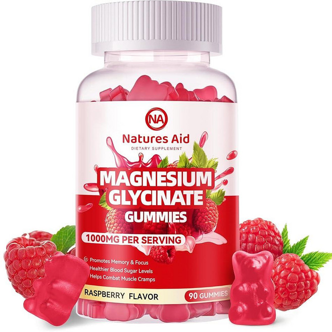 Natures Aid 마그네슘 글리시네이트 젤리 1000mg 90정, Natures Aid 마그네슘 글리시네이트 젤리 100, 1개