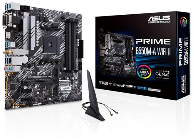 ASUS PRIME B550M-A WIFI II AMD Ryzen 5000 시리즈 AM4 대응 B550 탑재 mATX 마더보드/국내품, 상세페이지 참조
