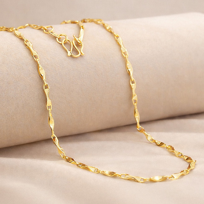 여성 골드 도금 3mm 체인 목걸이 50cm 슬림 얇은 줄 체인 데일리 여자 쥬얼리 벨루아