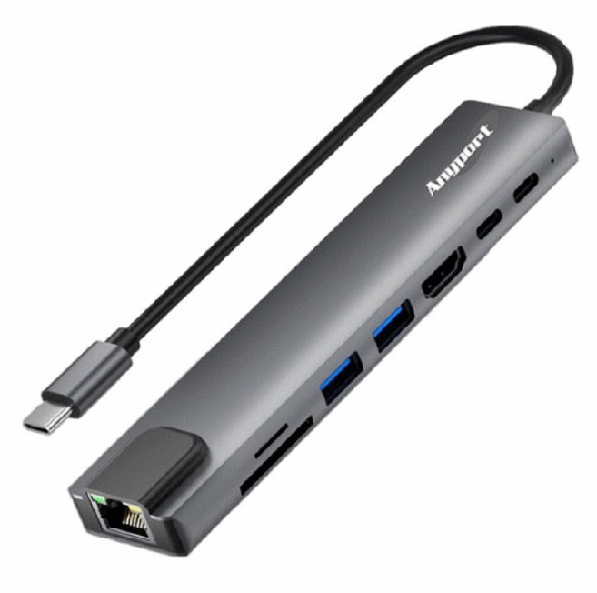 애니포트 8포트 USB 3.0 C타입 DEX 지원 유선랜 멀티허브 AP-TC830LAN, 1개, TC830LAN