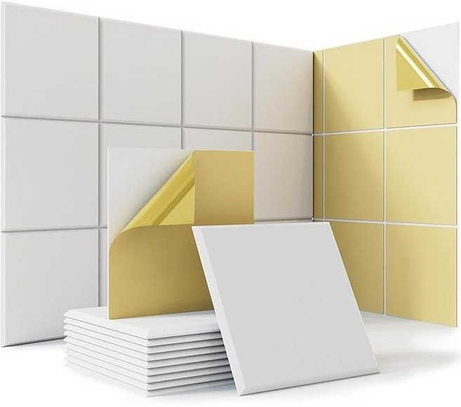 타오진 접착형 흡음판 방음판 문소음방지 현관문 원룸 오피스텔 아파트 흡음재 50cm x 50cm, 8개, 화이트