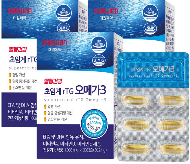 대원제약 초임계 알티지 rTG 오메가3 30캡슐 3박스 (3개월분), 3개, 30정