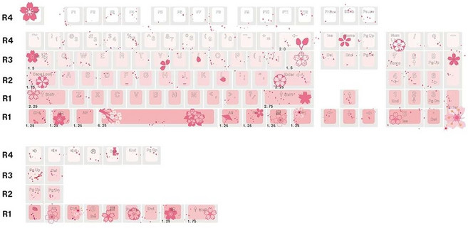 RICCKS RS8 기계식키보드 87키 9099 텐키리스 무선 태극축 키보드 게이밍 릭스, B. 떨어지는 벚꽃123개의 키가 새겨져 있고