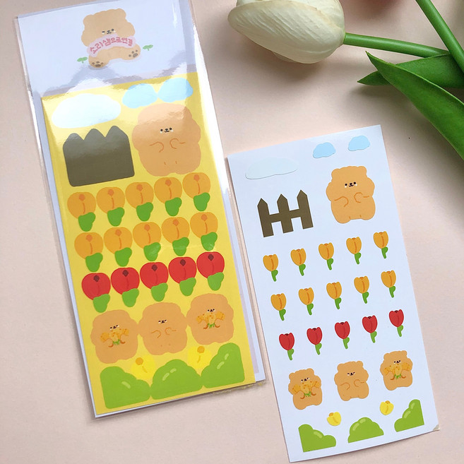 [소리샘으로연결] 모과 튤립 씰스티커