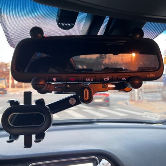 룸미러거치대 백미러 자동차휴대폰거치대 핸드폰 스마트폰, 1개, 검정