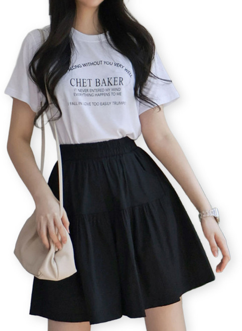 메리앤유 큐티한 셔링밴드 디테일 플레어라인 치마반바지
