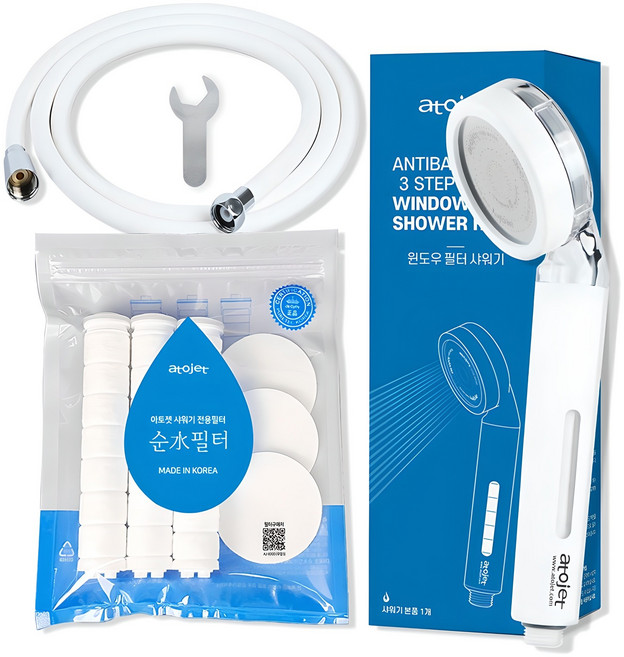 아토젯 윈도우 샤워기 + 순수필터 + 샤워호스 2m 세트, 1개, 화이트