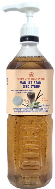 릴리벳 펌프증정 바닐라빈 시럽 대용량 홈카페 커피 마다가스카르산 캐비어 함유, 1개, 1.2L
