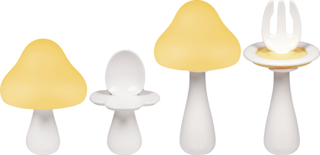 꼬꼬노리 머시멜로 플러스 1-2단계 국산 자기주도 이유식 스푼포크 4개입세트, 1세트, 멜란지엘로우