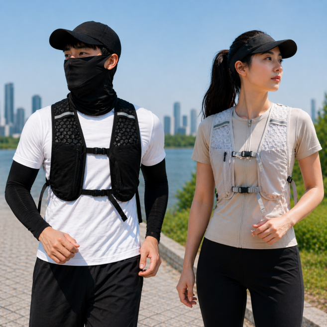 런맥스 초경량 남녀공용 트레일 러닝 조끼 마라톤 등산 백팩 베스트, 1개, 블랙