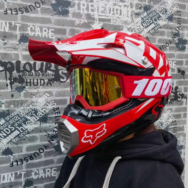 레이싱 오프로드 헬멧 경량 풀커버 단품 스쿠터 라이딩 바이크, 레드FOX