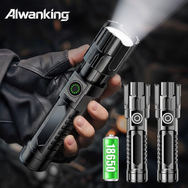 Alwanking 초강력 led 손전등 독일 심지 미니 휴대용 후레쉬 초경량, 2개