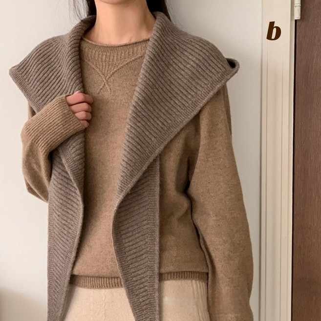 [캐시미어 울 니트 바라클라바] 타이 홀가먼트 후드 넥워머 니트숄 네이비 베이지 it