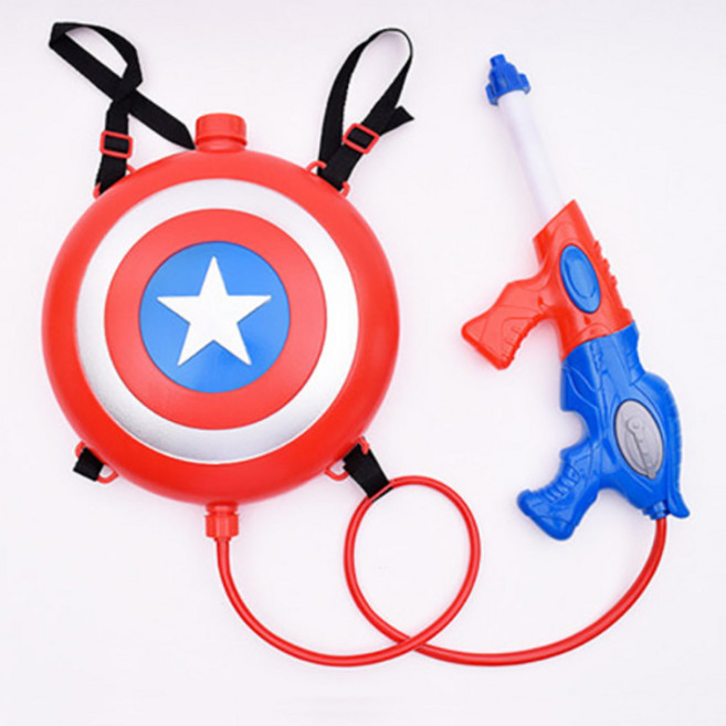 마블 아이언맨/스파이더맨/캡틴아메리가 마스크 배낭물총, No.1 캡틴 아메리카 배낭 물총, 1개