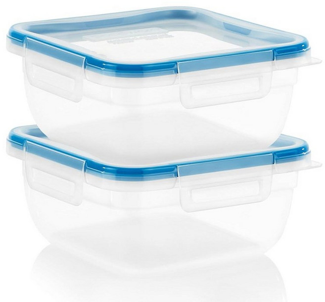 Snapware Plastic Total Solution 3팩 (8.5컵) 식품 보관 용기 세트 누출 방지 및 밀폐 플라스틱 잠금 뚜껑 직사각형 용기 BPA 프리 뚜껑 전, 5.5컵, 2 Pack, 1개