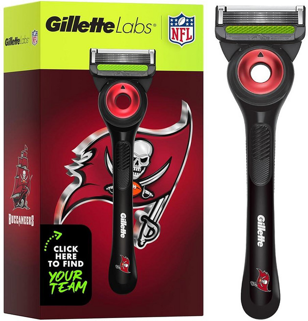 질레트 Gillette Labs SPECIAL 스페셜 NFL Eagles EDITION 온 에디션 남성용 면도 면도기 - 손잡이 1개 면도날 리필 게임 데이 그루밍에 적합, 버카니어, 1개(1개들이 팩), 블랙, 1