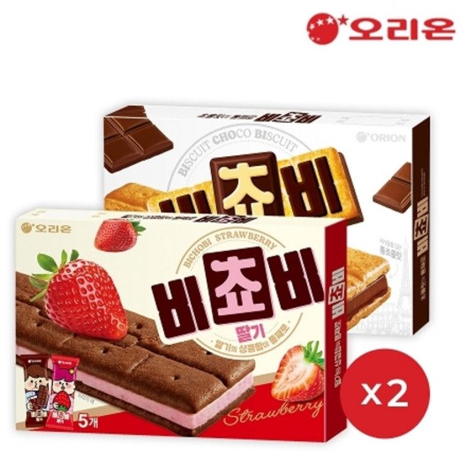 오리온 비쵸비 딸기 5P (125g) + 비쵸비 초코 5P (125g), 125g