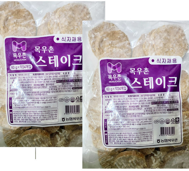 목우촌 스테이크 2kg(60gx약34개입), 2개, 2kg